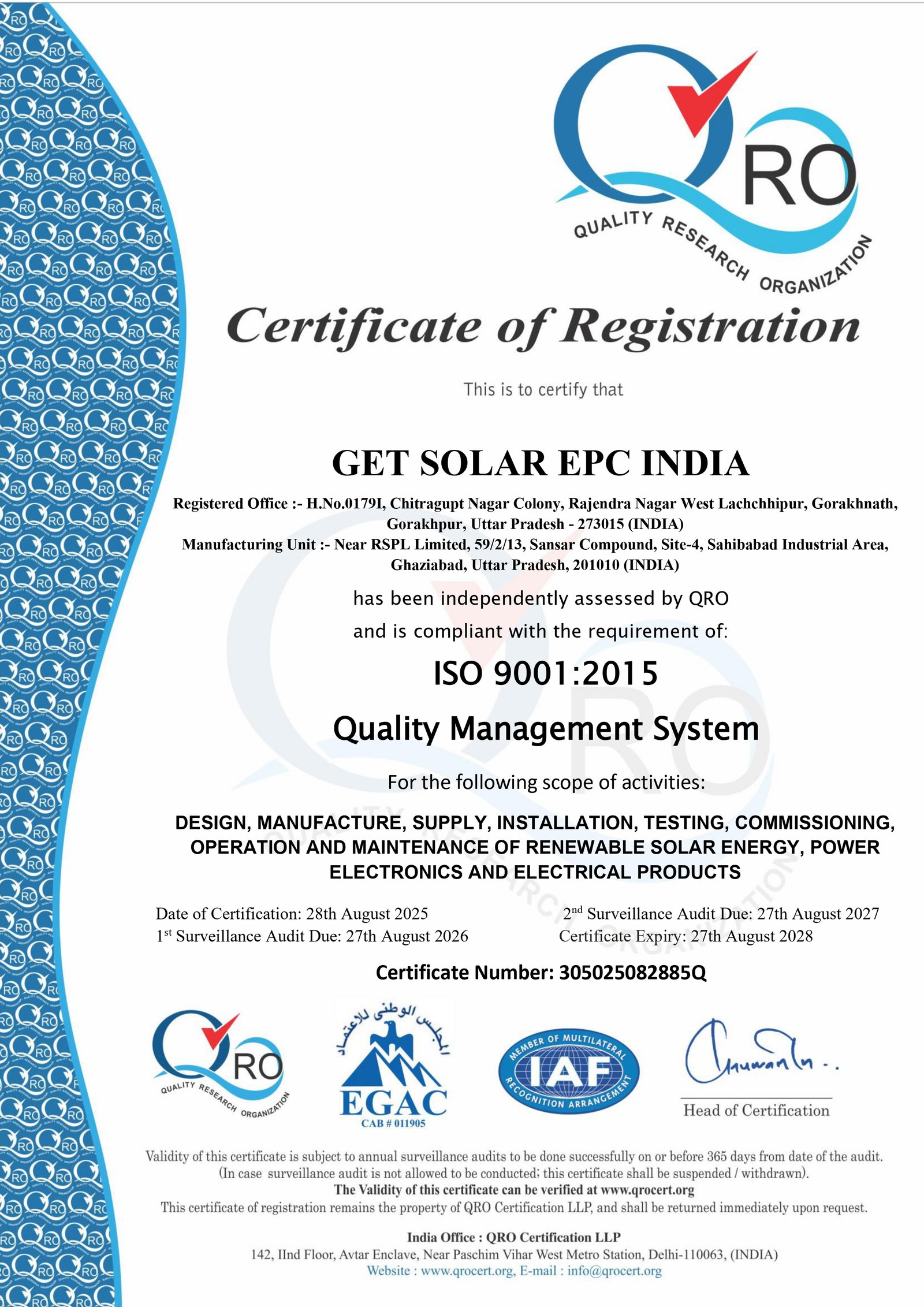 ISO 9001:2015 Certificate